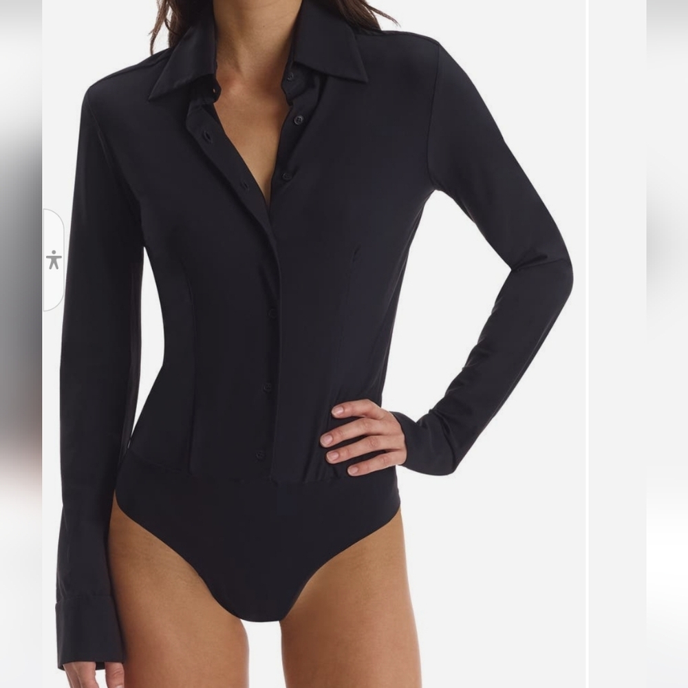Commando Commando Classic Long Sleeve Button- Down Thong Bodysuit